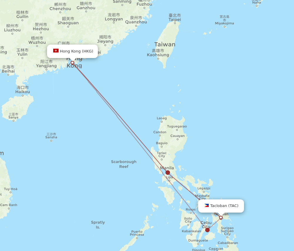 HKG-TAC flight routes