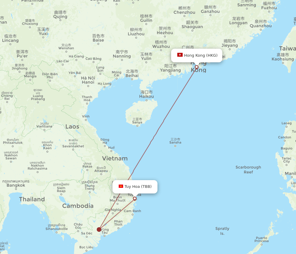 HKG-TBB flight routes