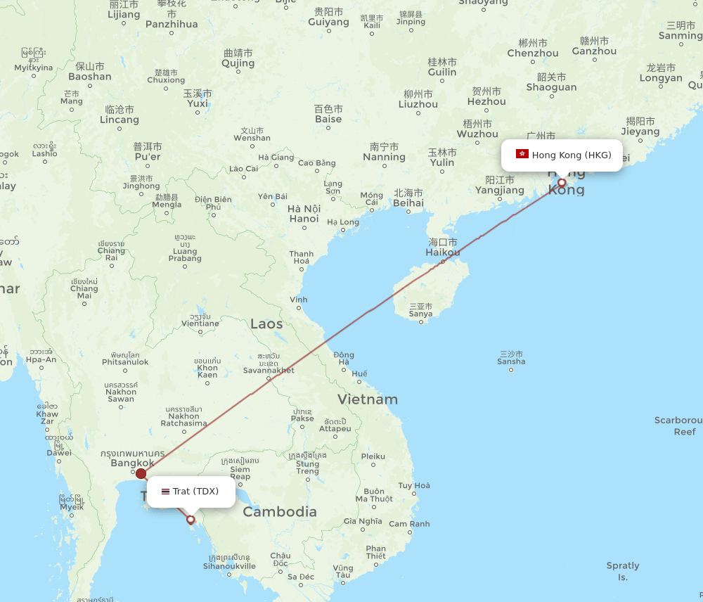 HKG-TDX flight routes