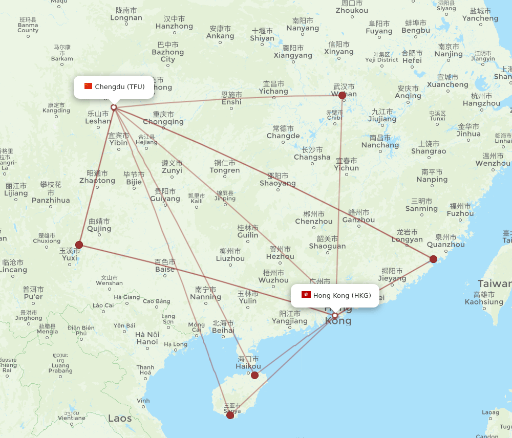 HKG-TFU flight routes