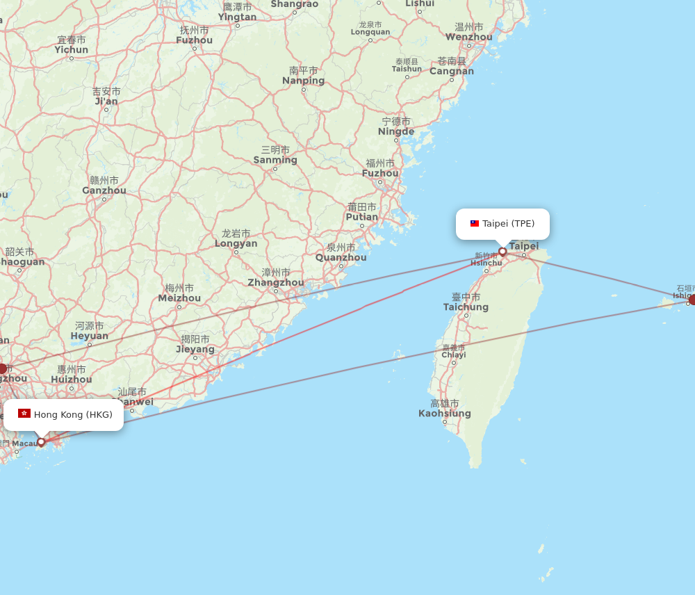 HKG to TPE flights and routes map