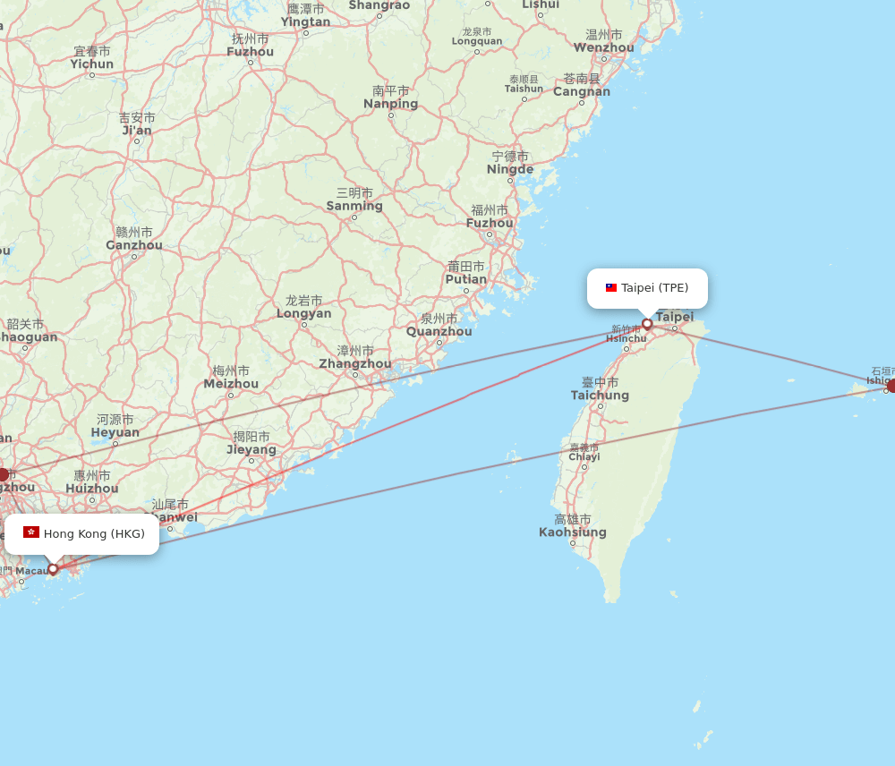 HKG to TPE flights and routes map