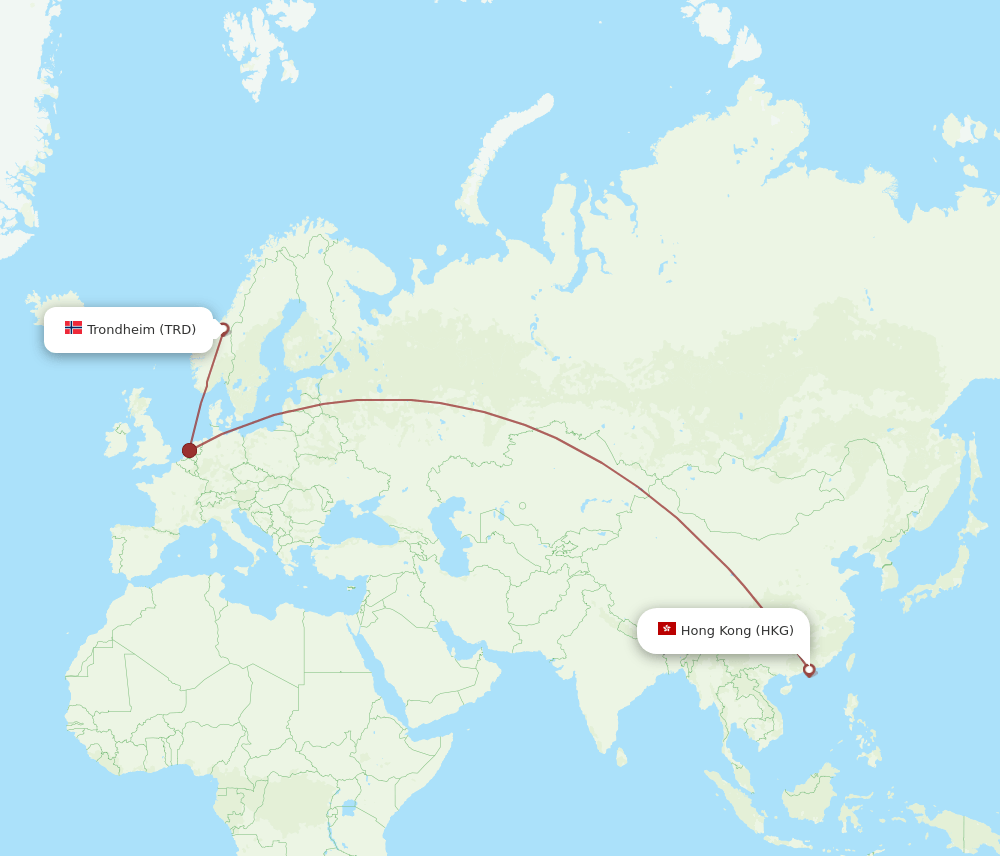 HKG-TRD flight routes