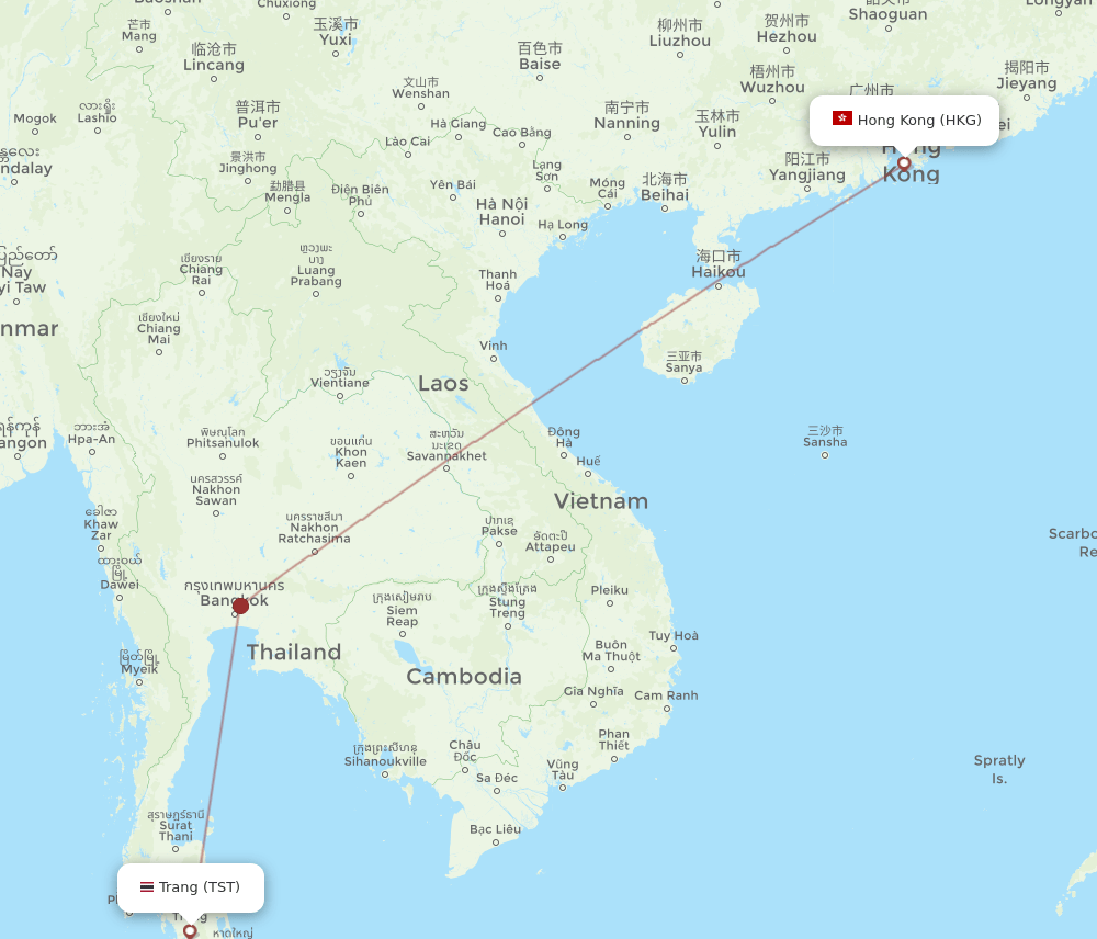 HKG-TST flight routes