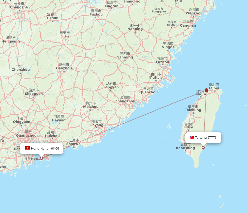 HKG-TTT flight routes