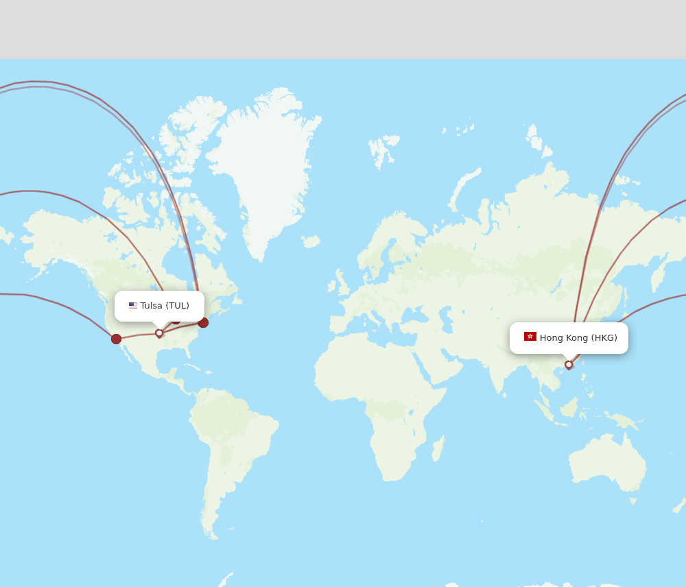 HKG-TUL flight routes