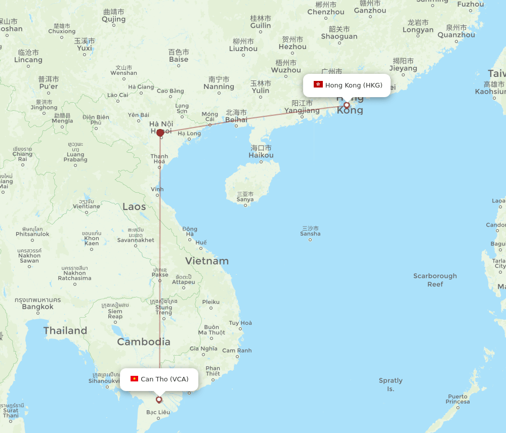 HKG-VCA flight routes