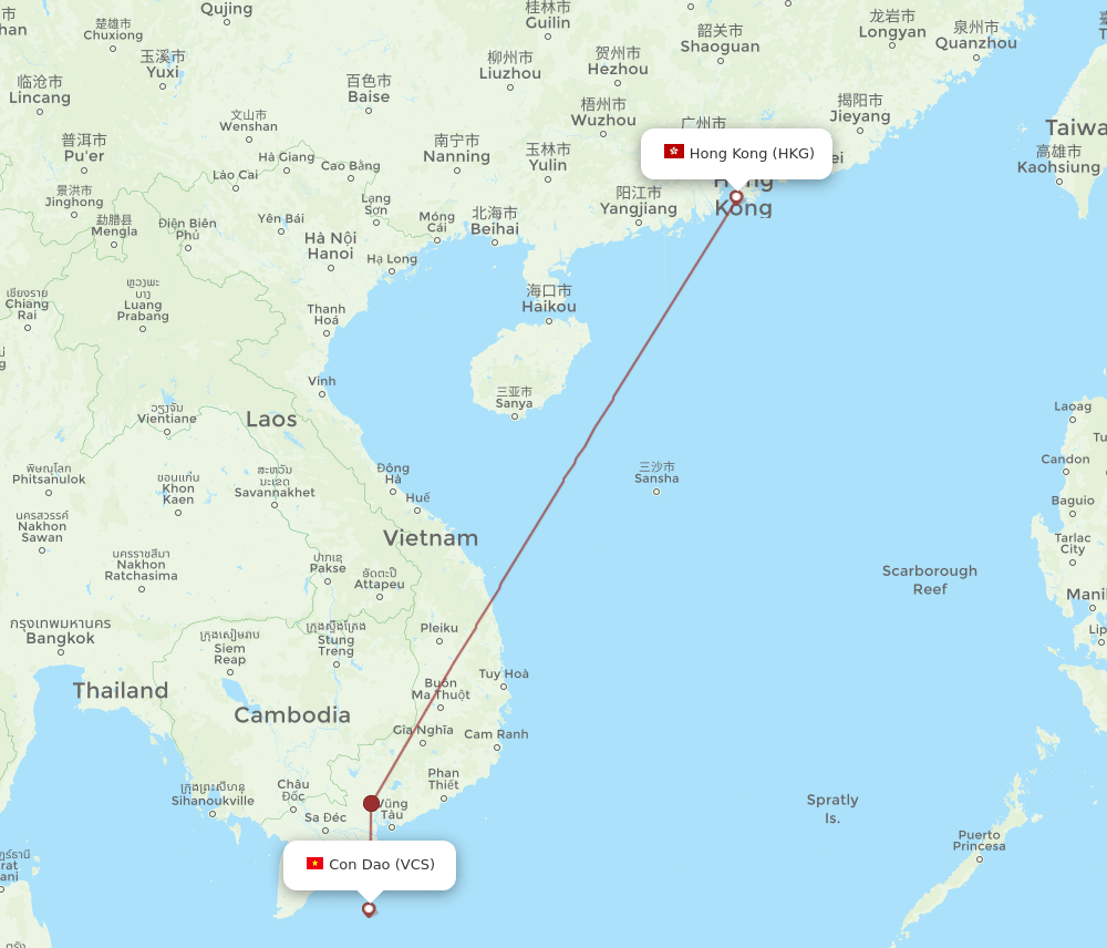 HKG-VCS flight routes