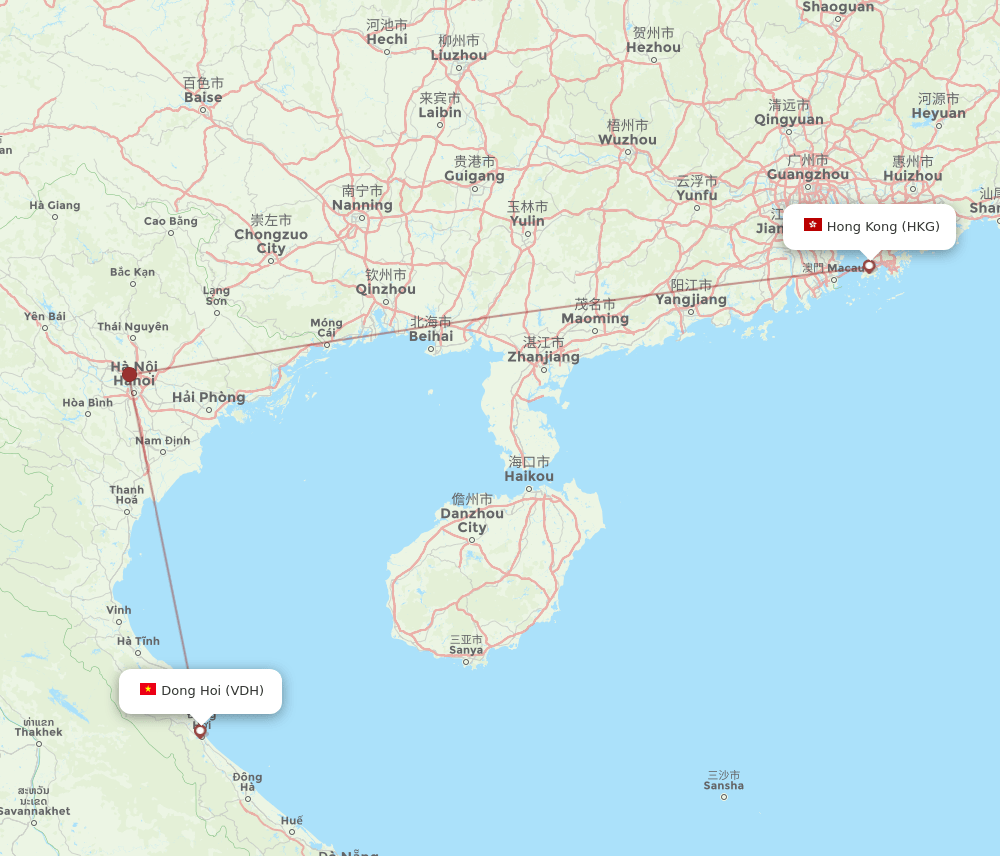 HKG-VDH flight routes