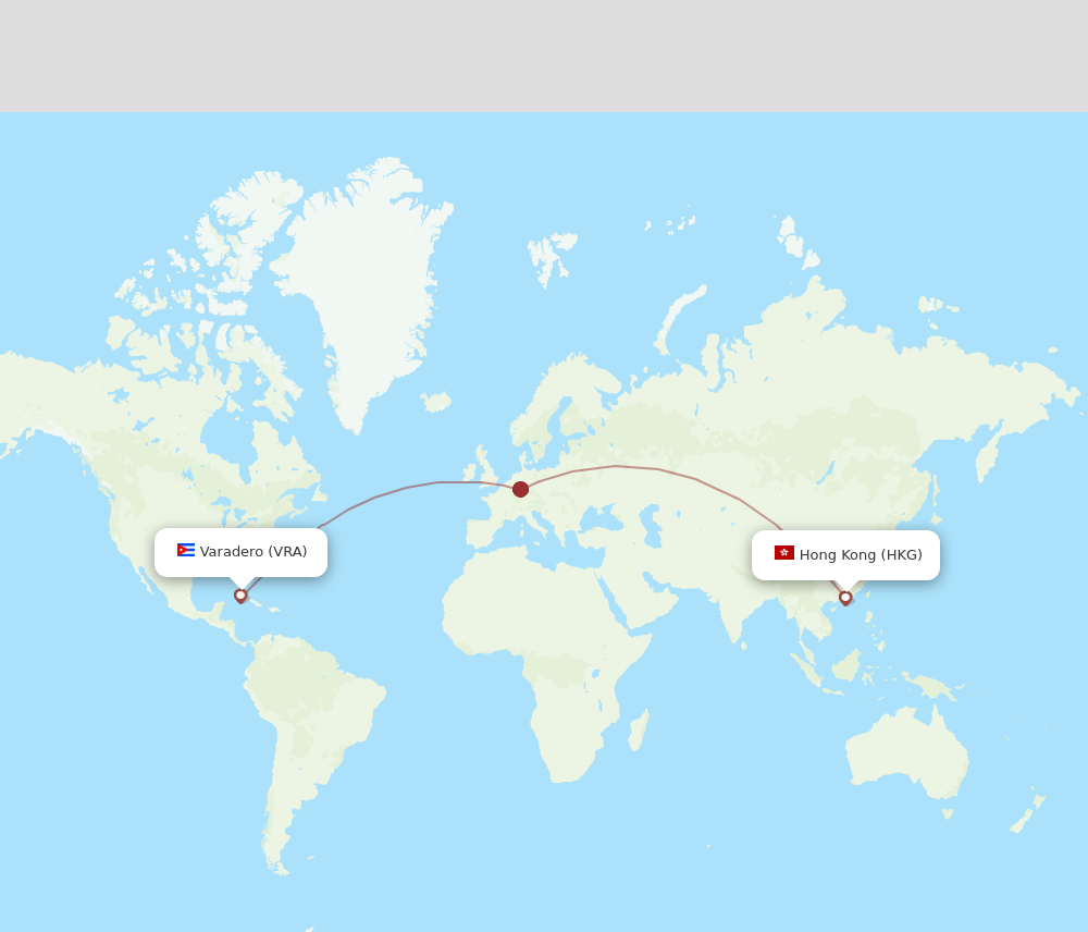 HKG-VRA flight routes