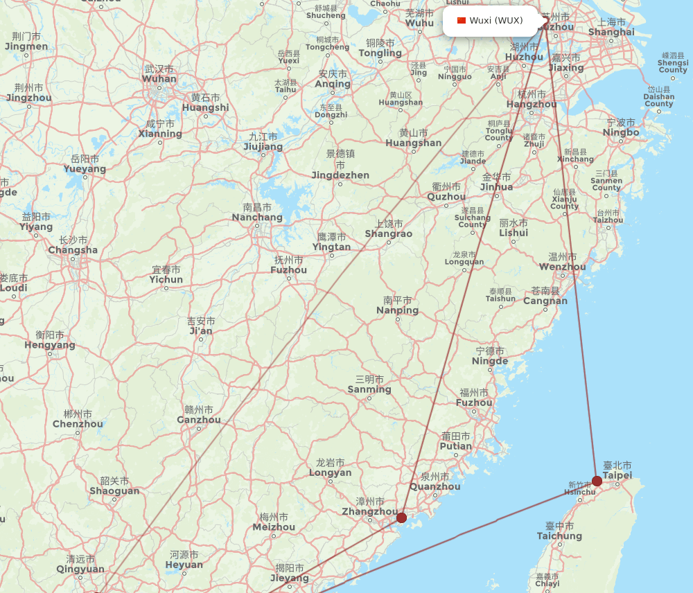 HKG-WUX flight routes