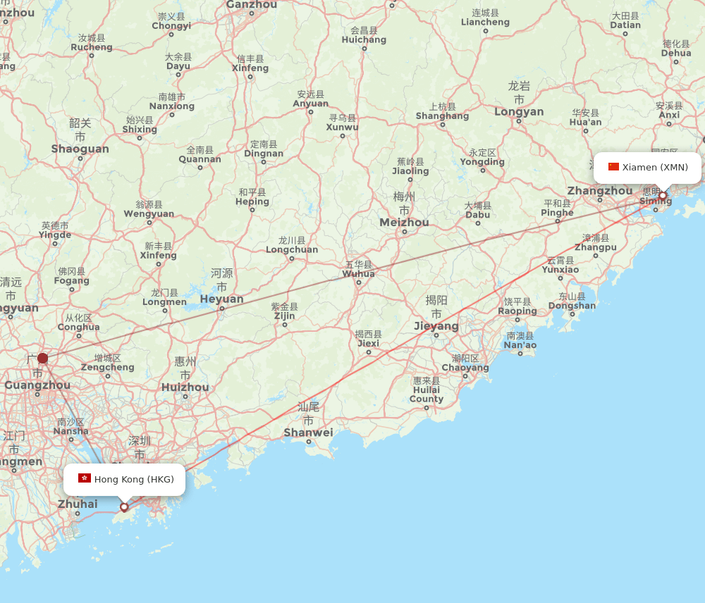 HKG-XMN flight routes