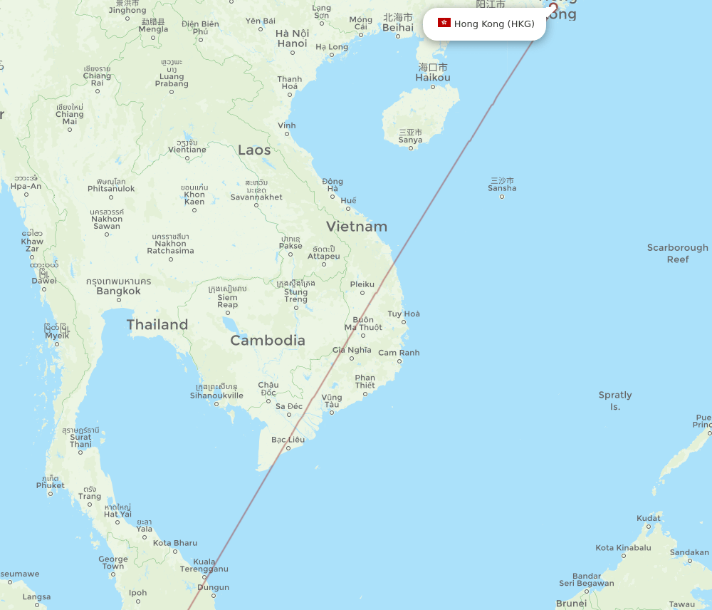 HKG to XSP flights and routes map