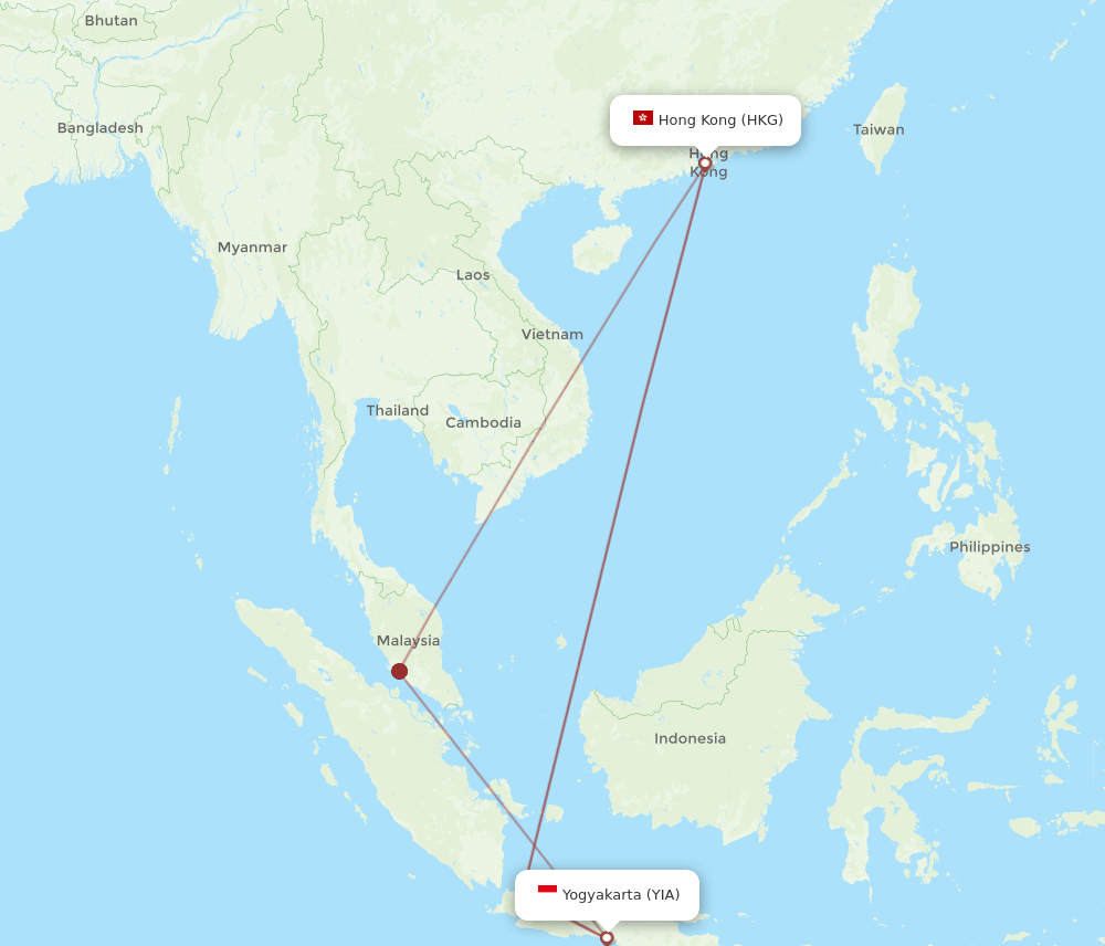HKG-YIA flight routes