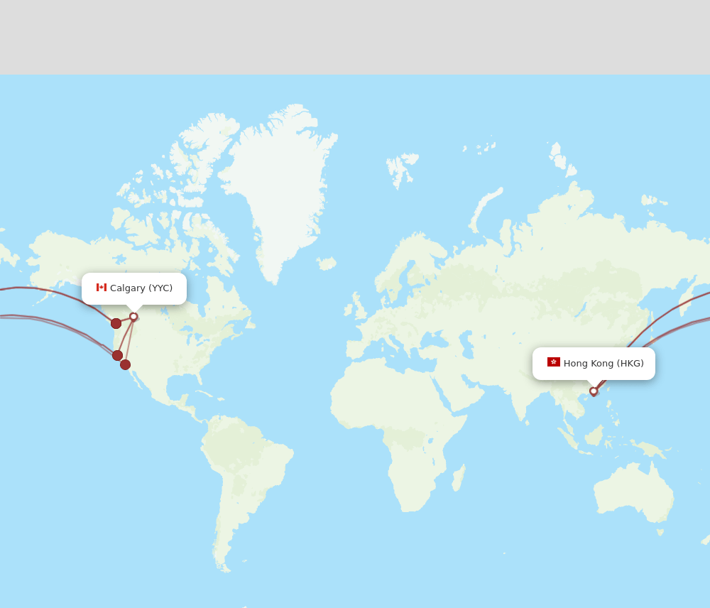 YYC to HKG flights and routes map