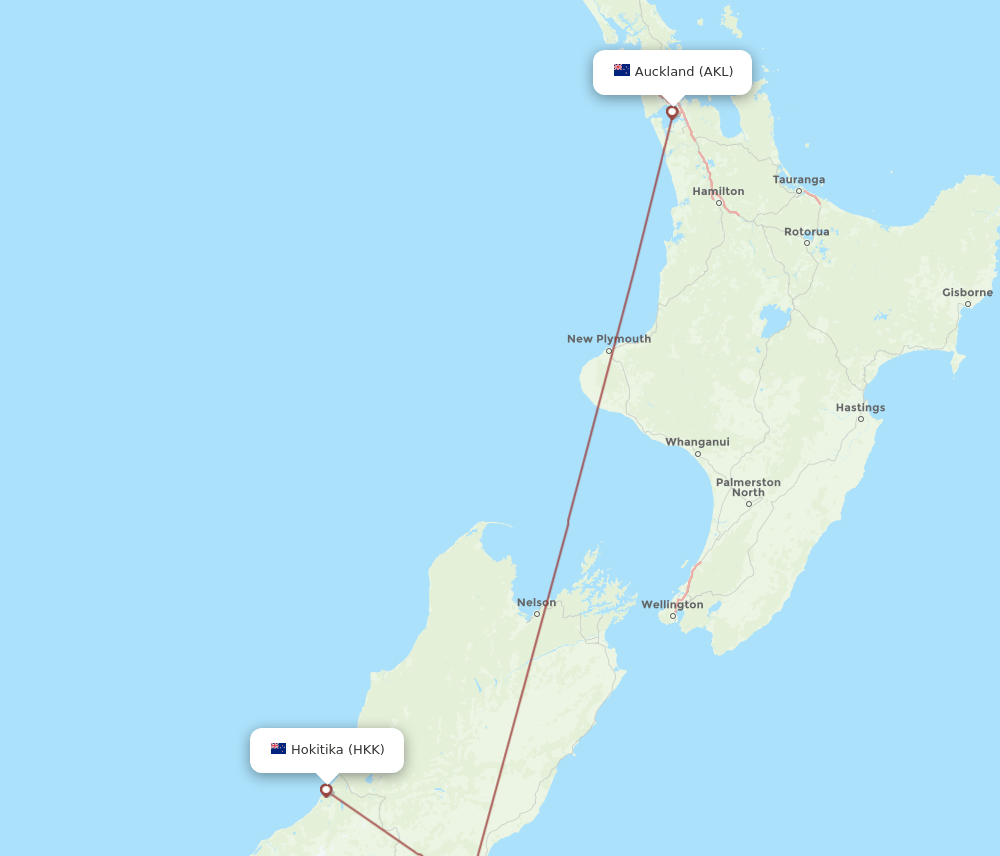 HKK-AKL flight routes