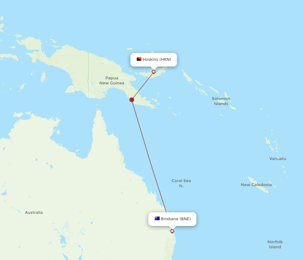HKN-BNE flight routes