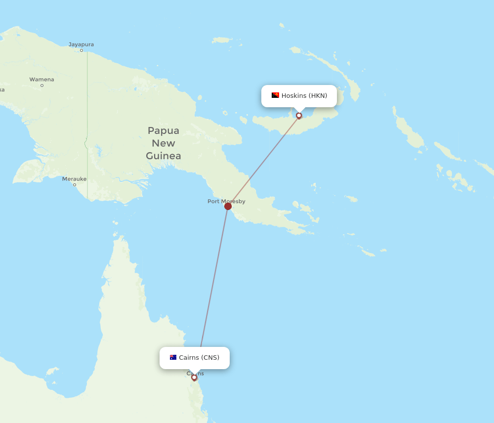 HKN-CNS flight routes