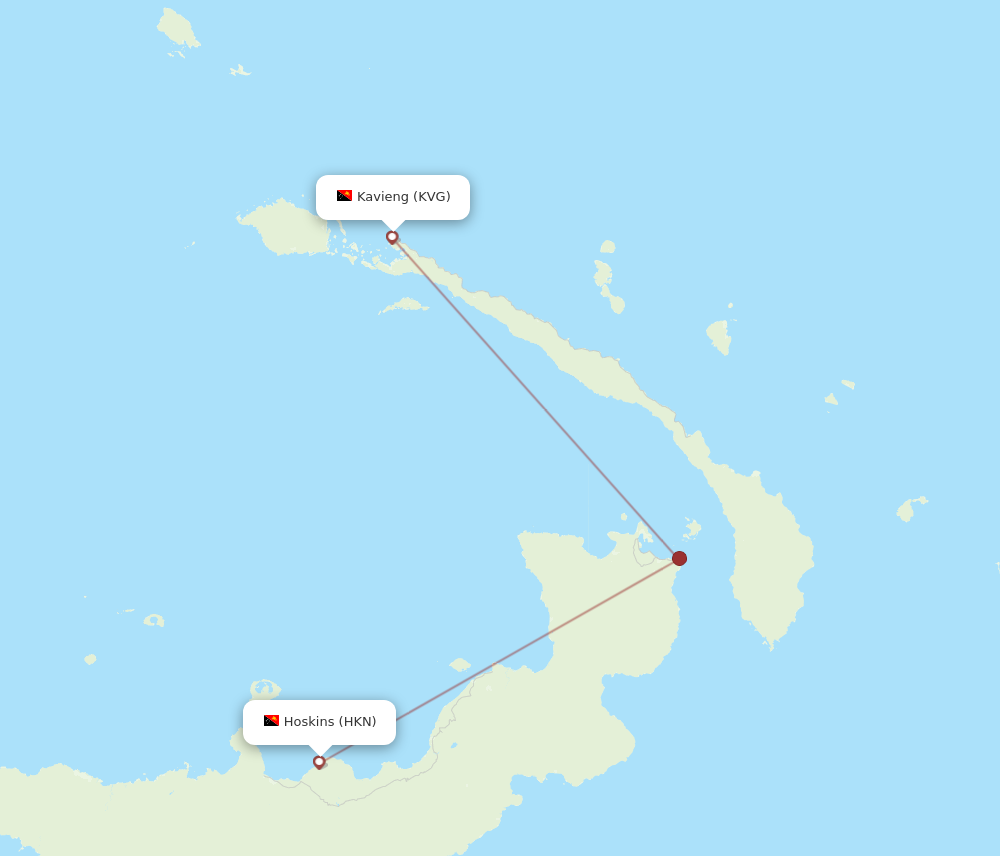 HKN to KVG flights and routes map