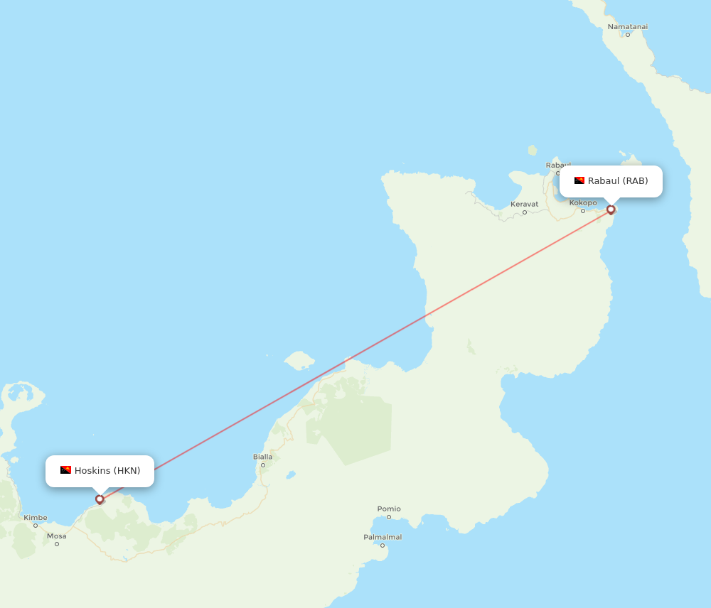 RAB to HKN flights and routes map