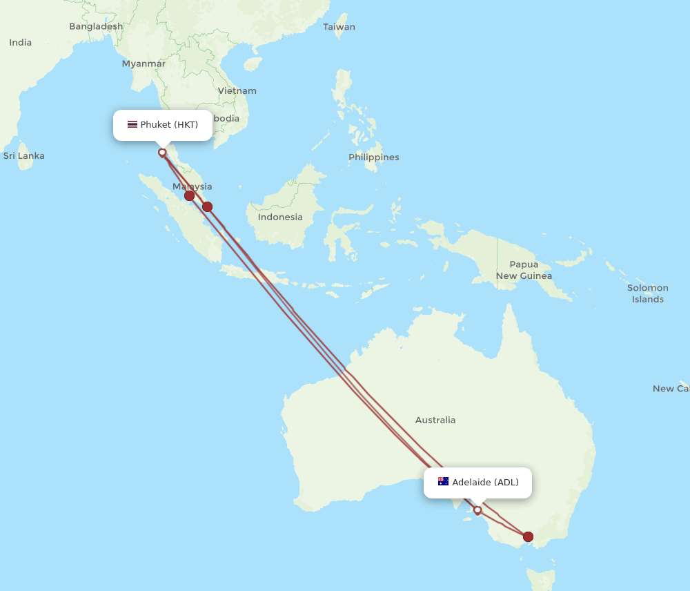 HKT to ADL flights and routes map