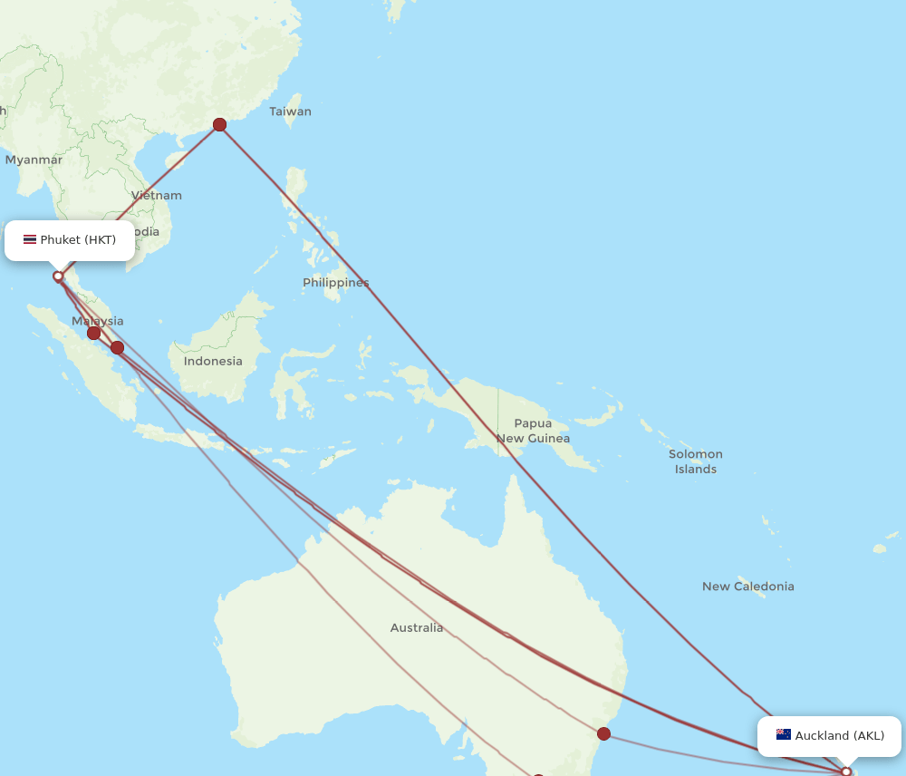 HKT-AKL flight routes