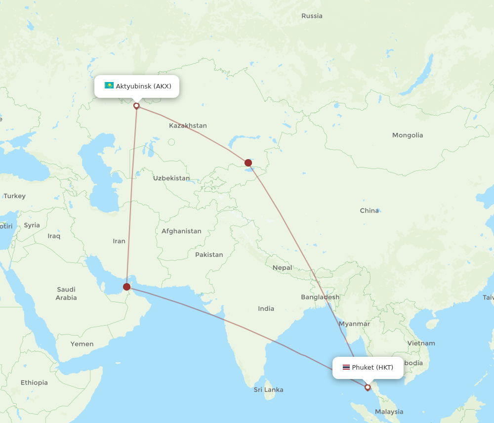 HKT-AKX flight routes