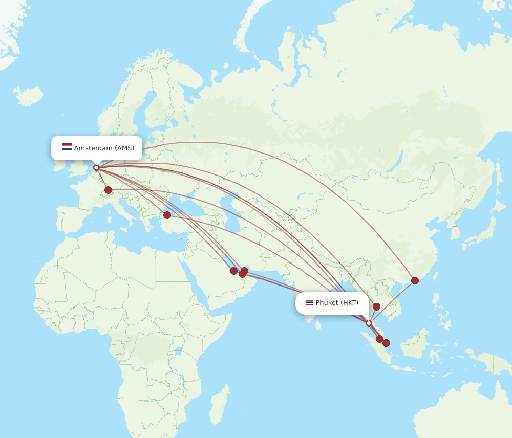 HKT-AMS flight routes