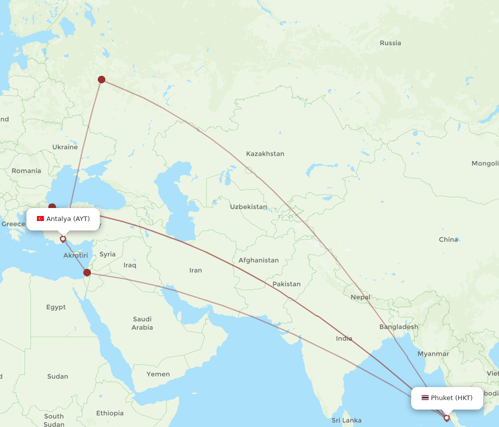 HKT-AYT flight routes