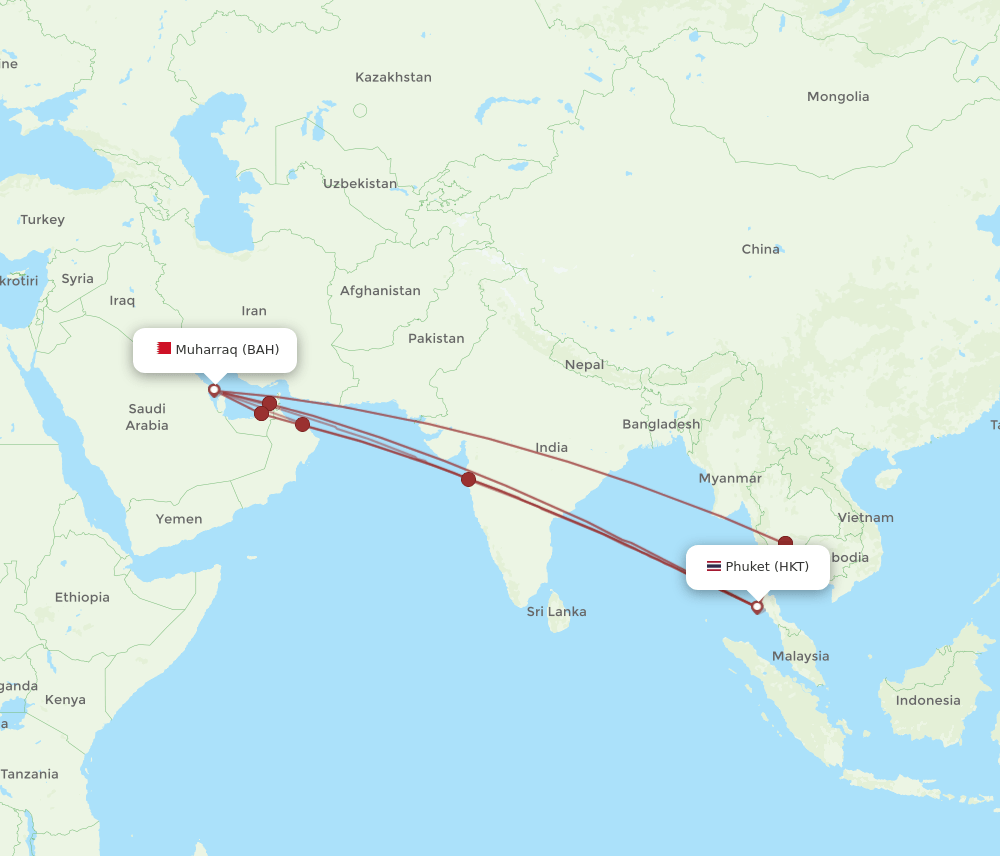 HKT-BAH flight routes