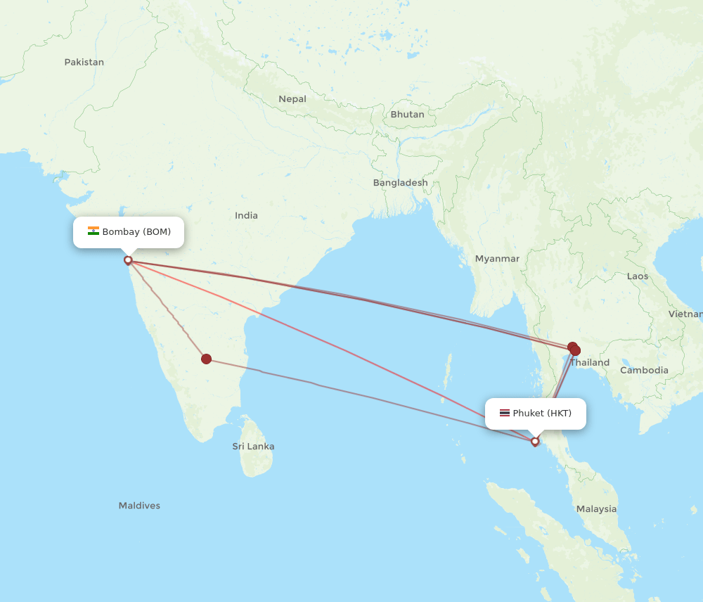 HKT-BOM flight routes