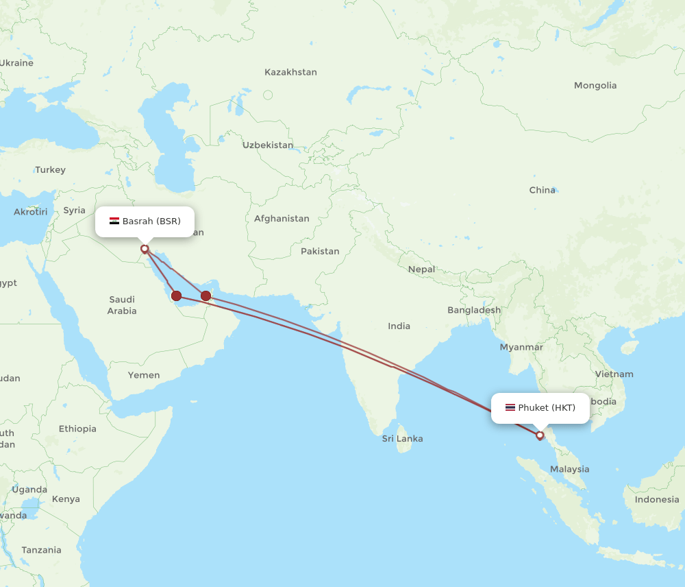 HKT-BSR flight routes