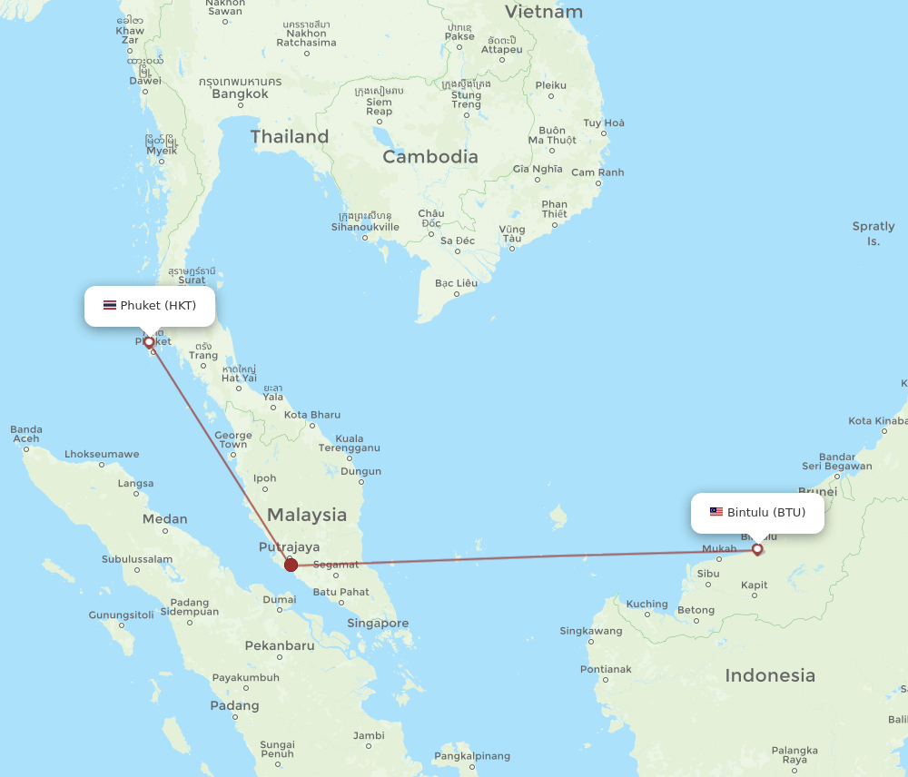 HKT to BTU flights and routes map