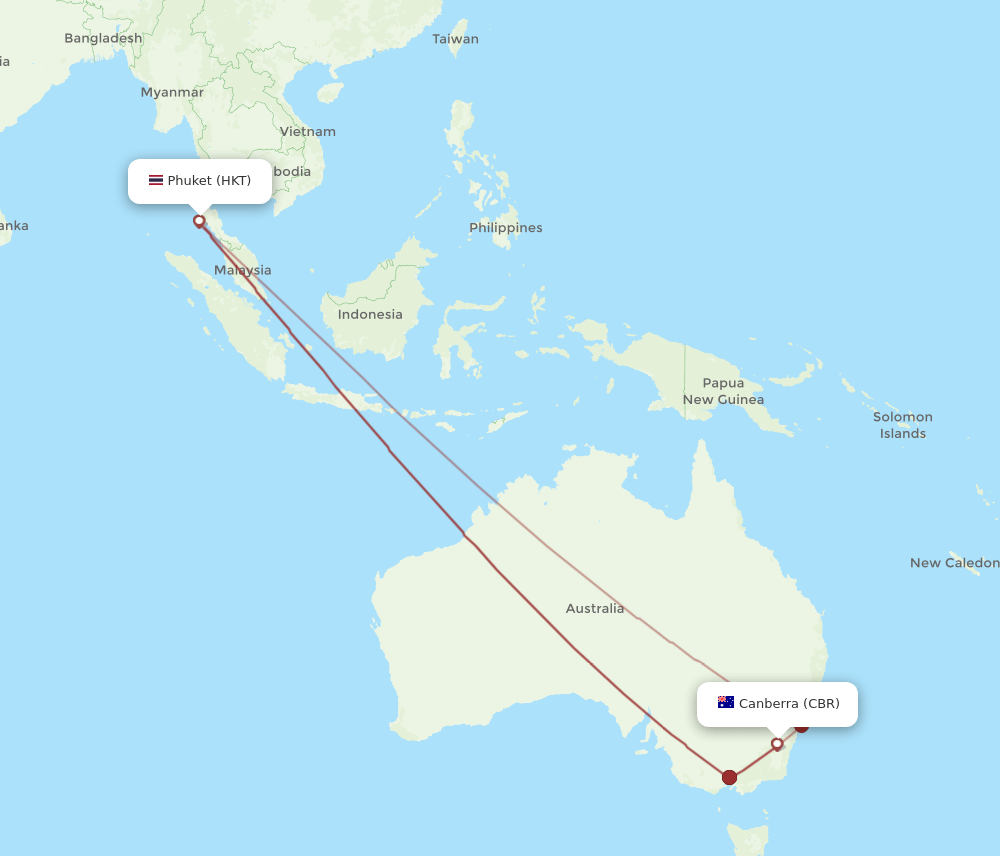 HKT-CBR flight routes