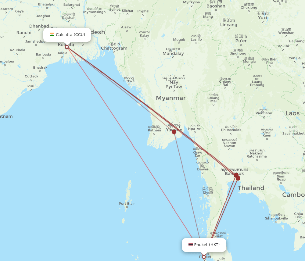 HKT-CCU flight routes