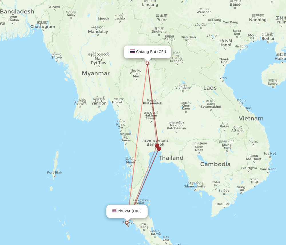 HKT to CEI flights and routes map