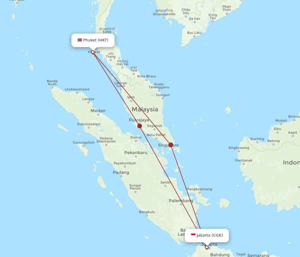 HKT to CGK flights and routes map
