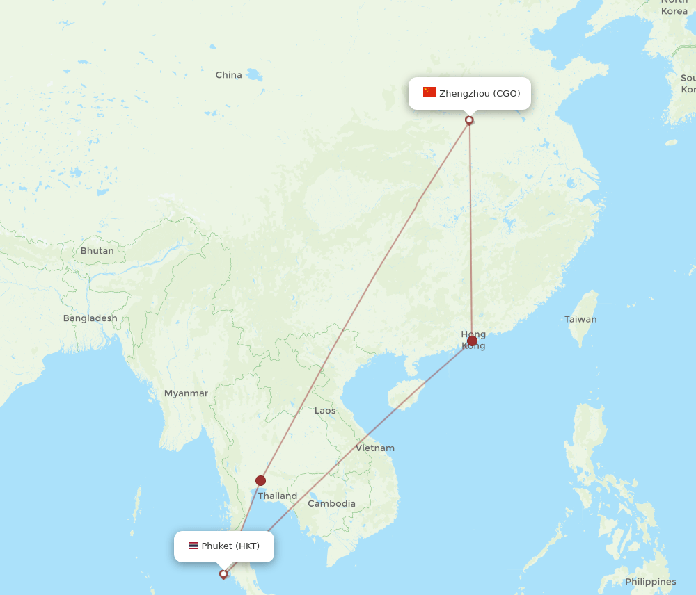HKT-CGO flight routes