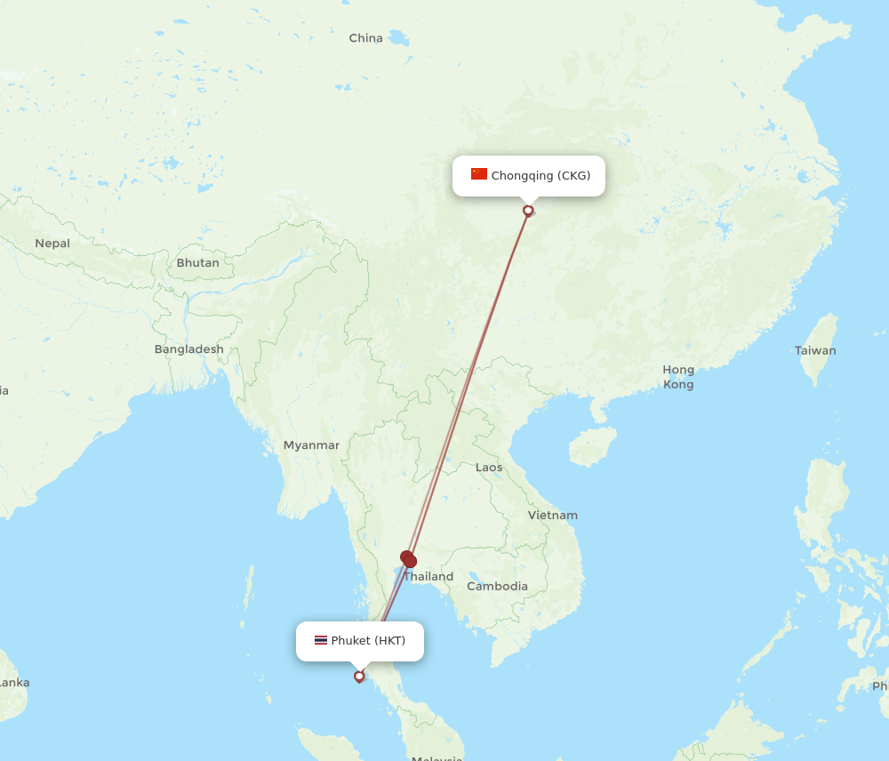 HKT to CKG flights and routes map