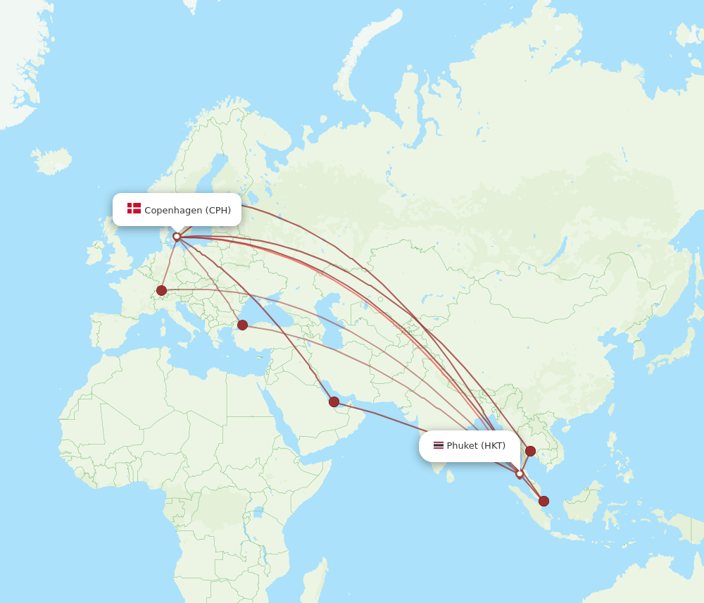 HKT-CPH flight routes