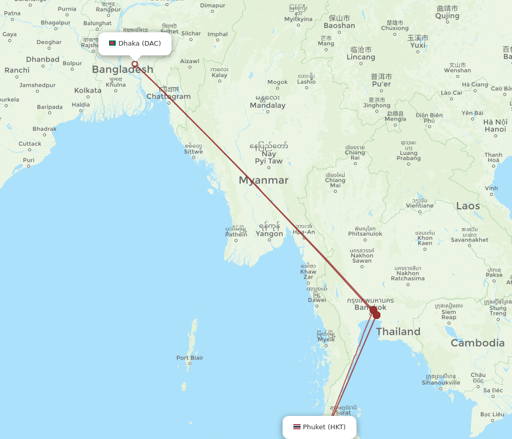 HKT-DAC flight routes