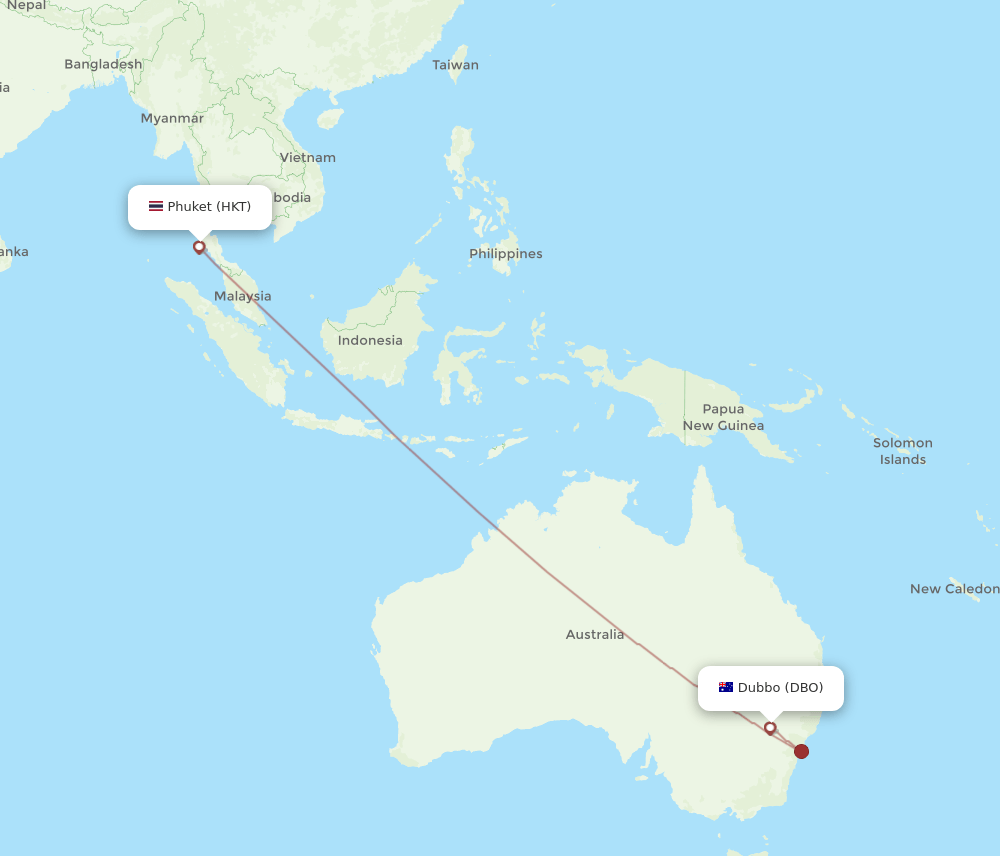 HKT-DBO flight routes