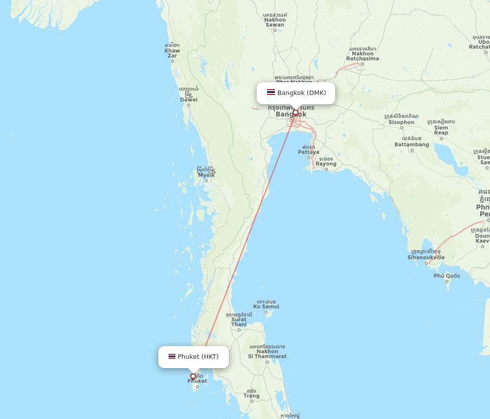 HKT to DMK flights and routes map