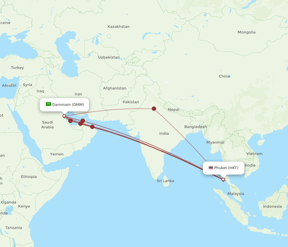 HKT-DMM flight routes