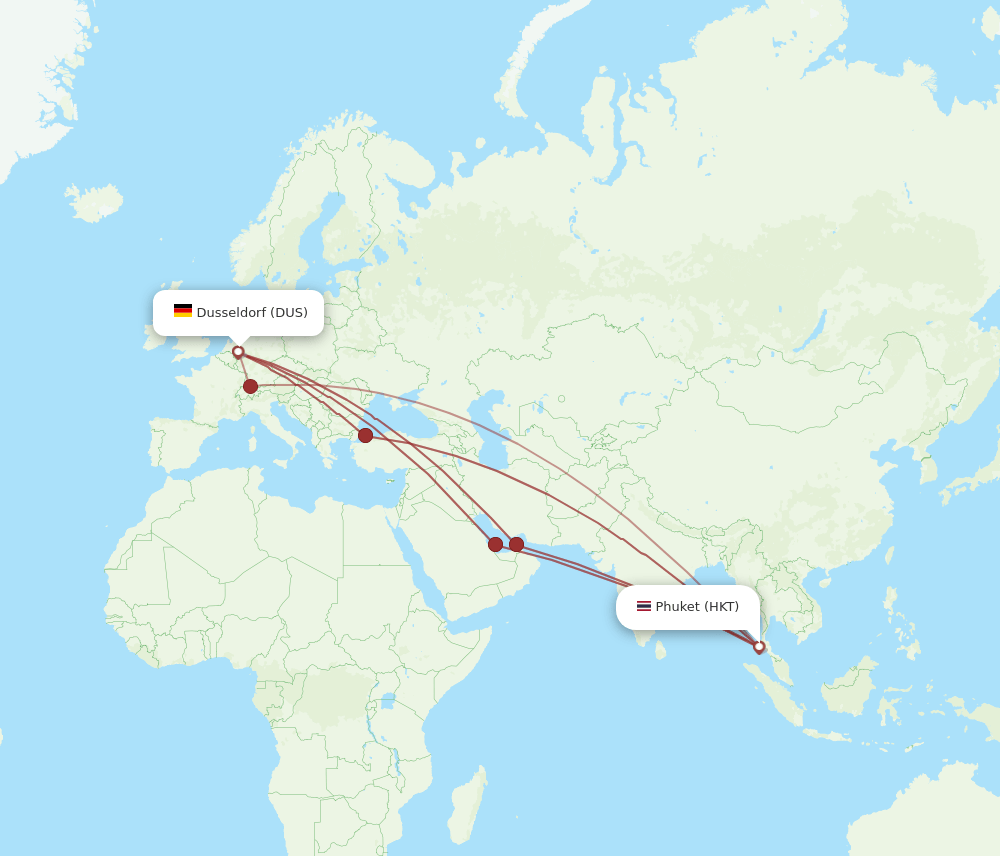 HKT-DUS flight routes