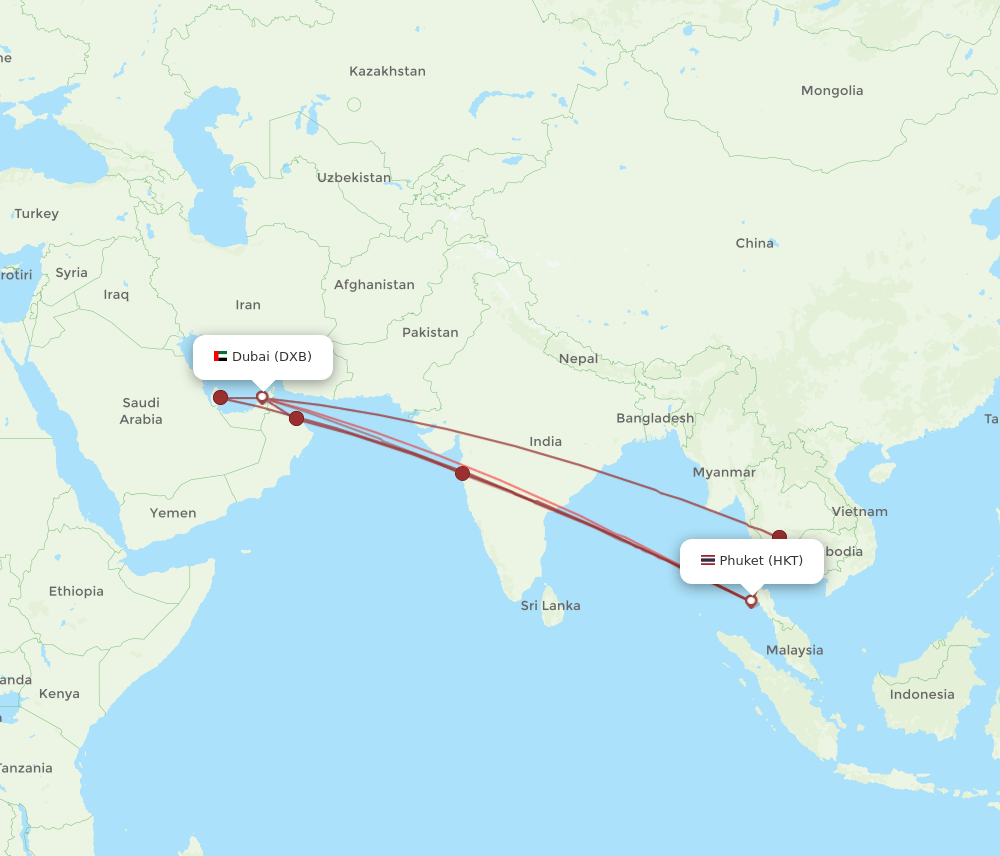HKT-DXB flight routes