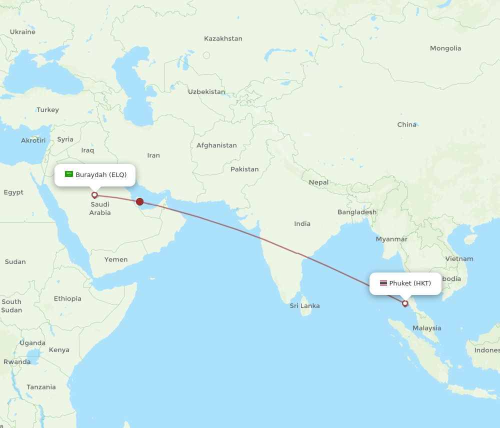 HKT to ELQ flights and routes map