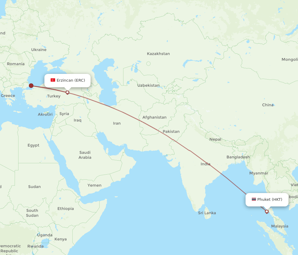 HKT-ERC flight routes