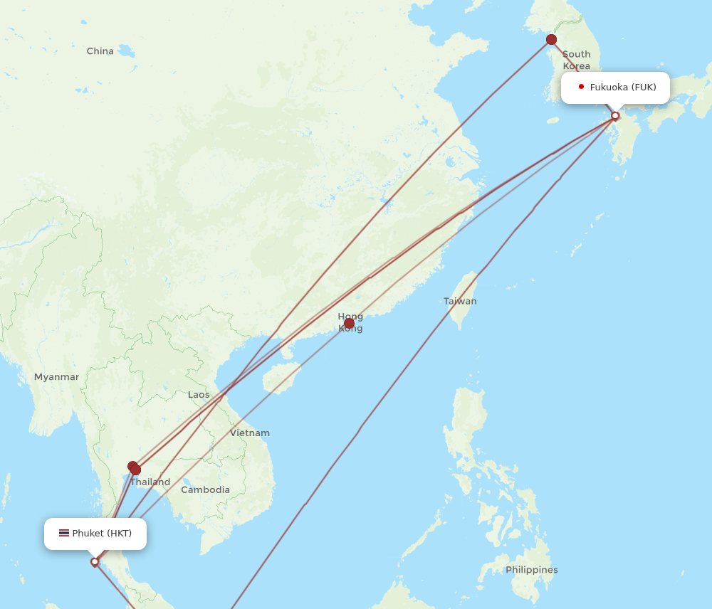 HKT to FUK flights and routes map