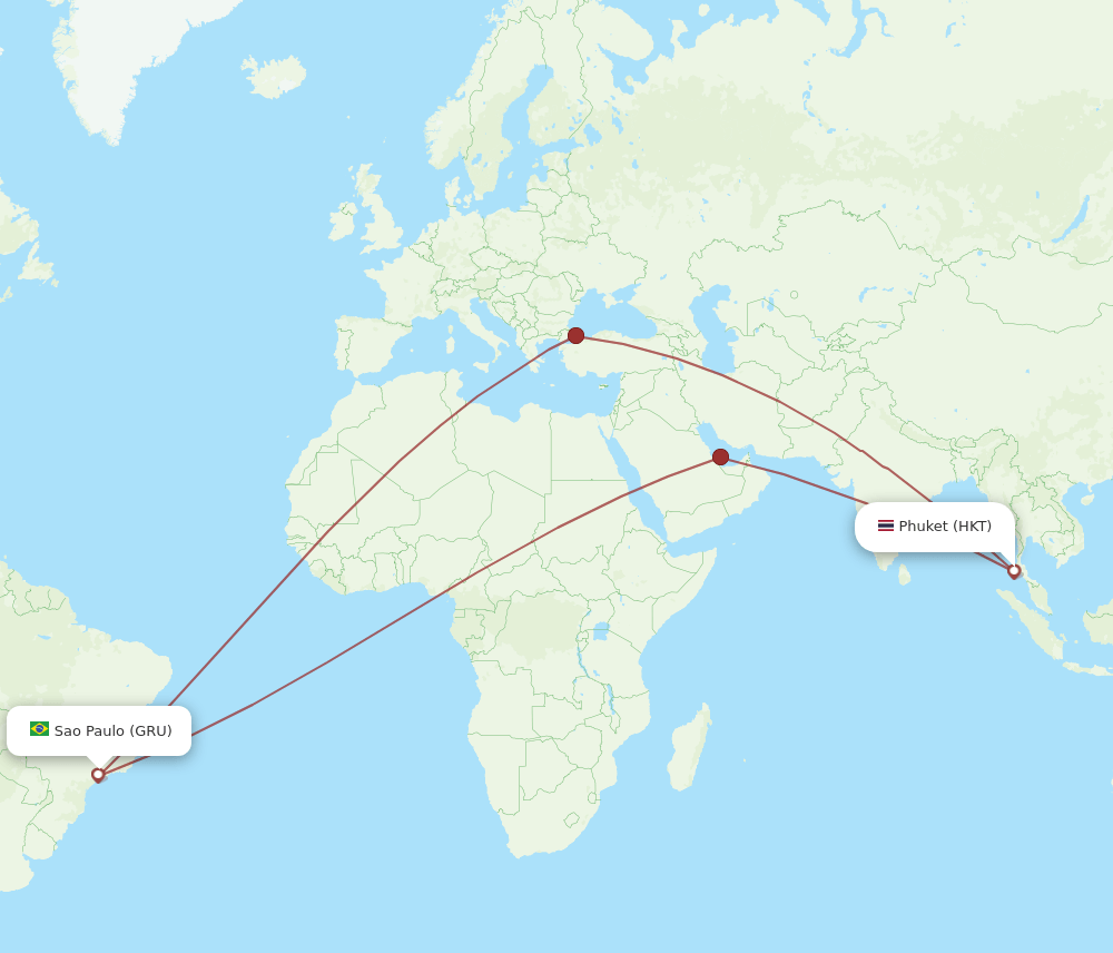 HKT-GRU flight routes